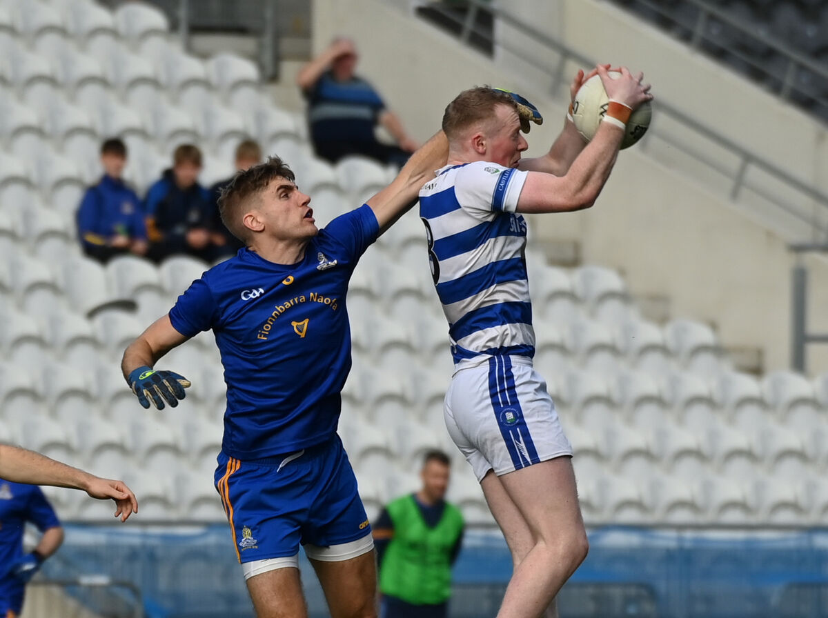 Castlehaven's Conor Cahalane wins the ball from St Finbarr's Ian Maguire last season. Picture: Eddie O'Hare