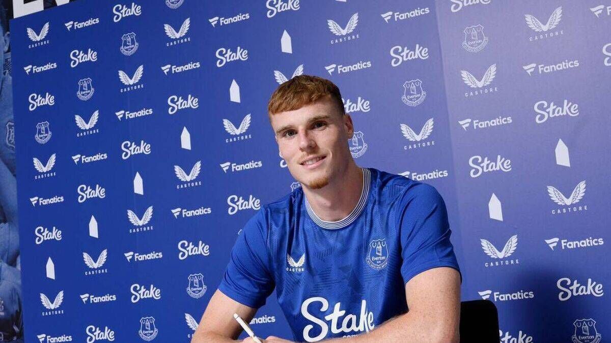 DONE DEAL: Everton have officially announced the signing of Cork native Jake O’Brien from Olympique Lyonnais for an undisclosed fee believed to be in the region of €20million. Pic: Everton FC.