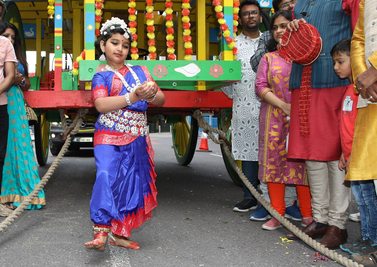 Artrina Misra dances a traditional Indian dance at the Ratha Yatra festival which took place in Cork City. - Picture: David Creedon