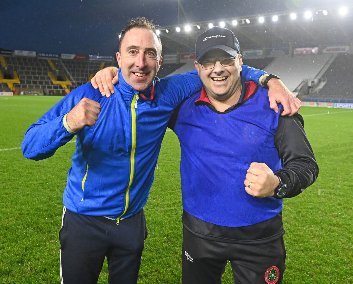Newcestown manager Charlie Wilson (right) with selector Niall McIntyre after defeating Blarney in the Co-op SuperStores Cork SAHC final replay. Picture: Eddie O'Hare