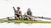 Fintan McCarthy and Paul O’Donovan celebrate winning and qualifying for the final 31/7/2024