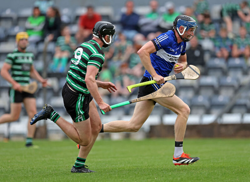  Cian Darcy of Sarsfields drives towards the Douglas goal. Picture: Jim Coughlan