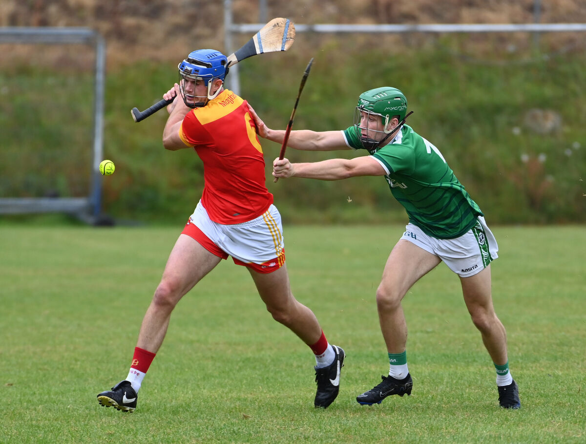 Mallow's Darragh Moynihan is tackled by Ballincollig's Seán O'Neill during the Co-Op SuperStores PIHC at Ballyanly. Picture: Eddie O'Hare Mallow's Darragh Moynihan is tackled by Ballincollig's Seán O'Neill during the Co-Op SuperStores PIHC at Ballyanly. Picture: Eddie O'Hare