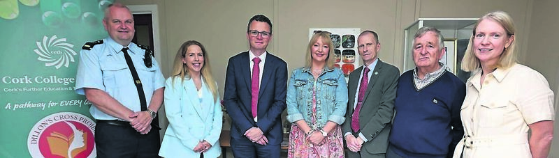 Colum Kelly, AOC Cork Prison; Lorraine Higgins, Assistant Principal Cork ETB Education Unit Cork Prison; Minister for Further and Higher Education, Research, Innovation and Science Patrick O’Donovan; Jo Tobin, coordinator The Dillons Cross Project; John Fitzgibbons, Cork ETB Director of Further Education and Training; Donal Cashman, Cork Rotary Club and Edel Cunningham, Surperising Teacher The Dillons Cross Project, during a visit by the minister to The Dillons Cross Project Summer Camp, based at The Glen Resource and Sport Centre, The Glen. Picture: Jim Coughlan
Colum Kelly, AOC Cork Prison; Lorraine Higgins, Assistant Principal Cork ETB Education Unit Cork Prison; Minister for Further and Higher Education, Research, Innovation and Science Patrick O’Donovan; Jo Tobin, coordinator The Dillons Cross Project; John Fitzgibbons, Cork ETB Director of Further Education and Training; Donal Cashman, Cork Rotary Club and Edel Cunningham, Surperising Teacher The Dillons Cross Project, during a visit by the minister to The Dillons Cross Project Summer Camp, based at The Glen Resource and Sport Centre, The Glen. Picture: Jim Coughlan