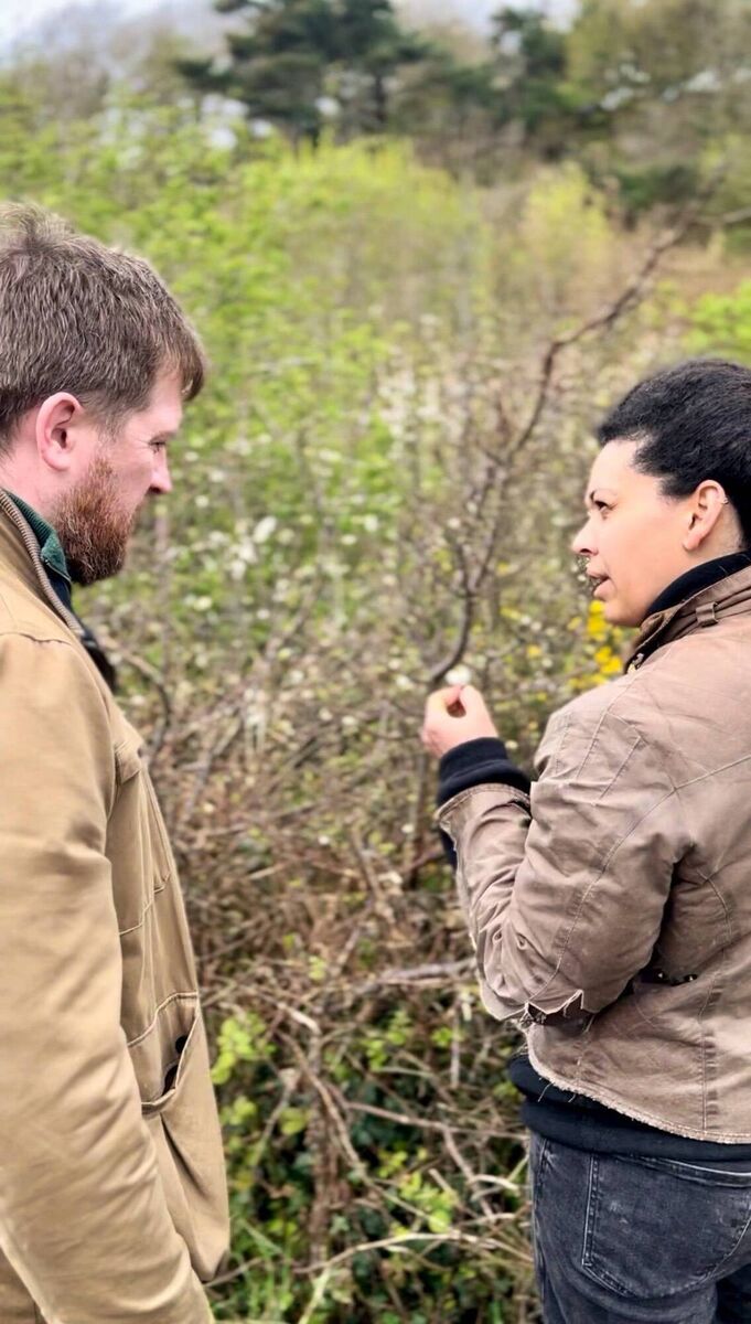 Brian Murray owner chef at Glass Curtain and Epi Rogan on a foraging walk. Picture: Bryan Rudd. Brian Murray owner chef at Glass Curtain and Epi Rogan on a foraging walk. Picture: Bryan Rudd.