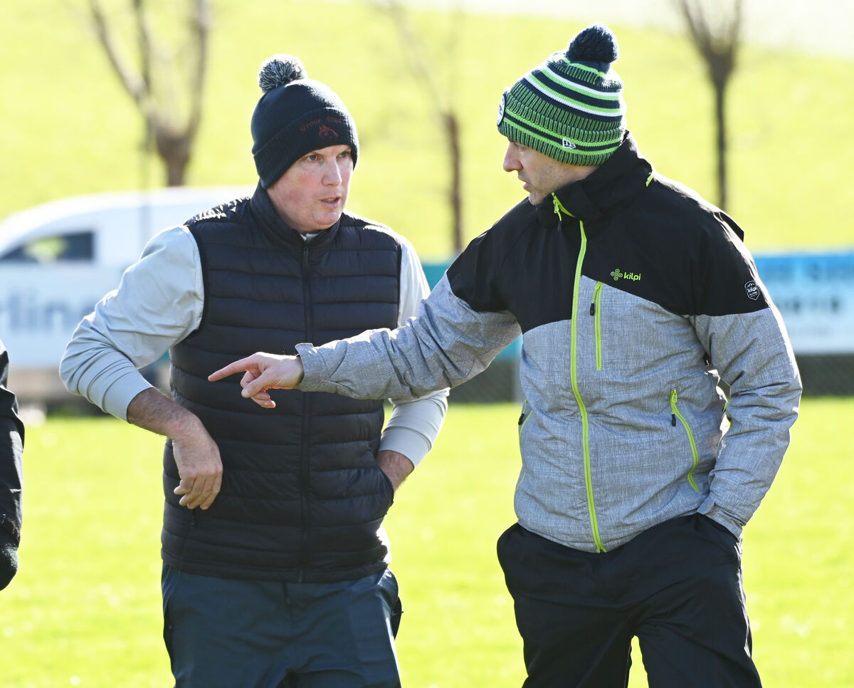 Douglas manager Brian Collins (right) and Paul Holland, coach. Picture: Eddie O'Hare