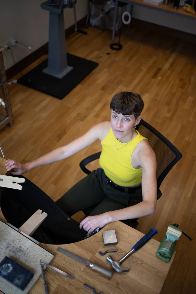 In her studio. In her studio.