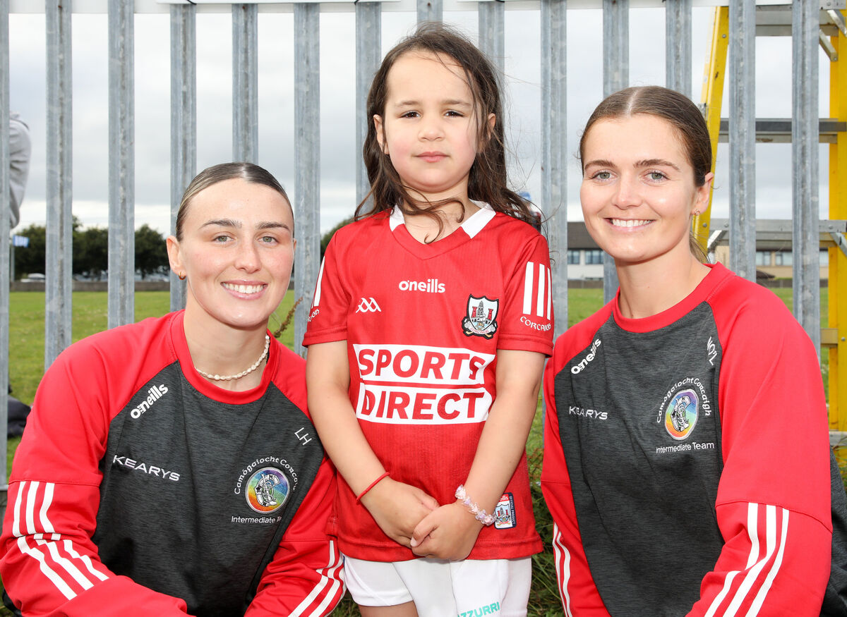 Cork Intermediate Camogie players Niamh O'Leary and Lauren Homan with Lea Chappell at the Brian Dillons Club, Mayfield, Cork. Picture: David Creedon