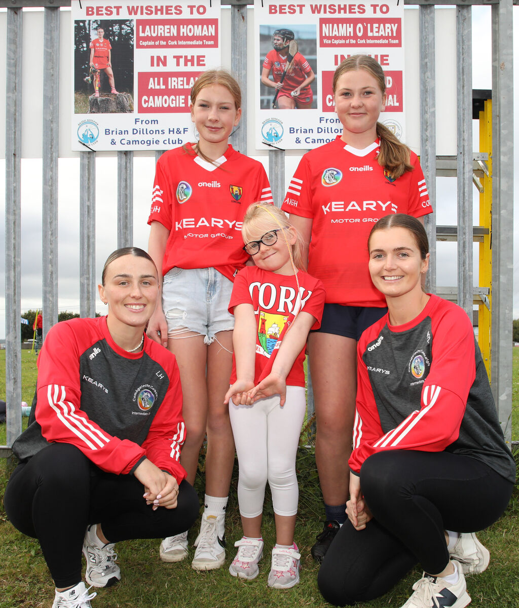 Cork Intermediate Camogie players Niamh O'Leary and Lauren Homan with sisters Meadbh, Sadbh and Ava Heaphy at the Brian Dillons Club, Mayfield, Cork. - Picture: David Creedon