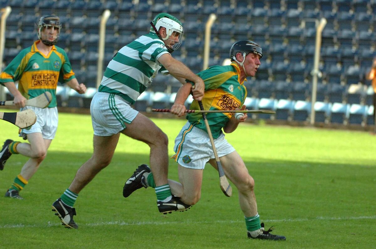 Randal Óg's Ger Collins is stopped by Ballinacurra's Steve Kane. Picture: Larry Cummins. Randal Óg's Ger Collins is stopped by Ballinacurra's Steve Kane. Picture: Larry Cummins.