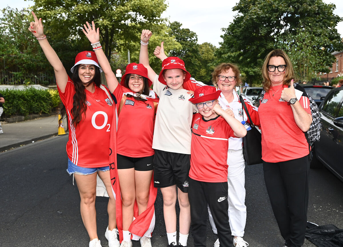 Cork fans from Carrigaline at the Glen Dimplex All-Ireland camogie finals at Croke Park Picture: Eddie O'Hare. Cork fans from Carrigaline at the Glen Dimplex All-Ireland camogie finals at Croke Park Picture: Eddie O'Hare.