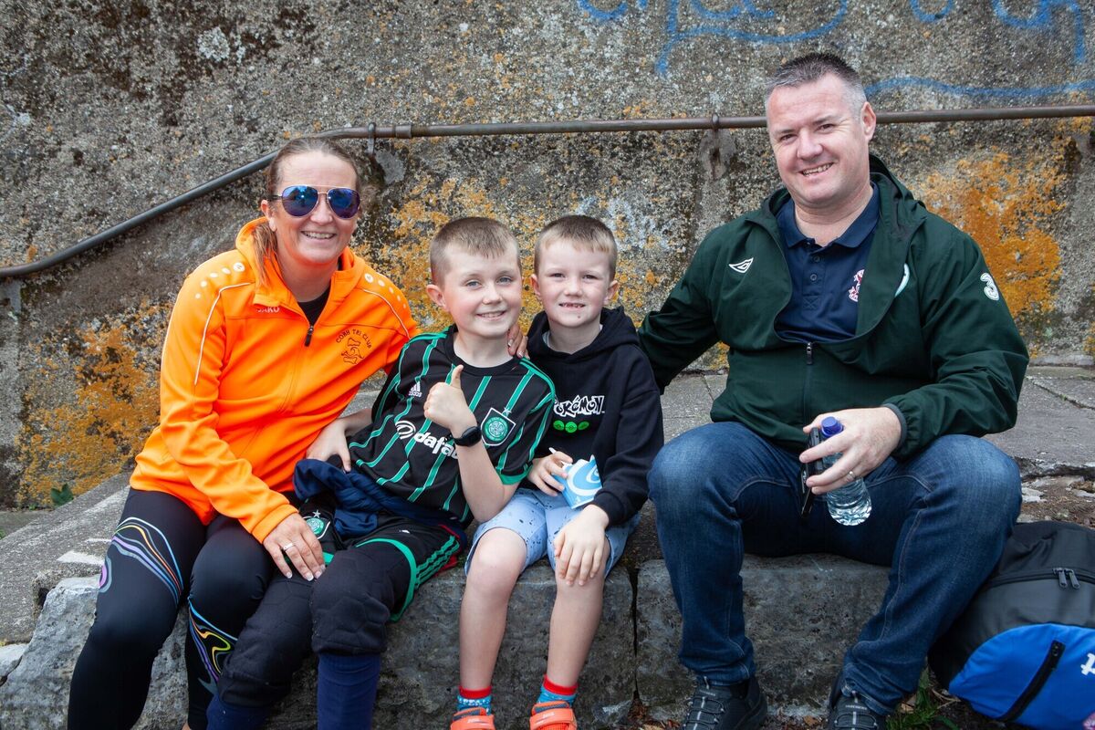 Bernadette and Damien Rowe with their sons Ryan, 11, and Cullen, 7, from Cobh pictured at the end of the 2024 Tour de Munster Charity Cycle on Patricks Hill, Cork City on Sunday, August 11th. Pic: Diane Cusack Bernadette and Damien Rowe with their sons Ryan, 11, and Cullen, 7, from Cobh pictured at the end of the 2024 Tour de Munster Charity Cycle on Patricks Hill, Cork City on Sunday, August 11th. Pic: Diane Cusack