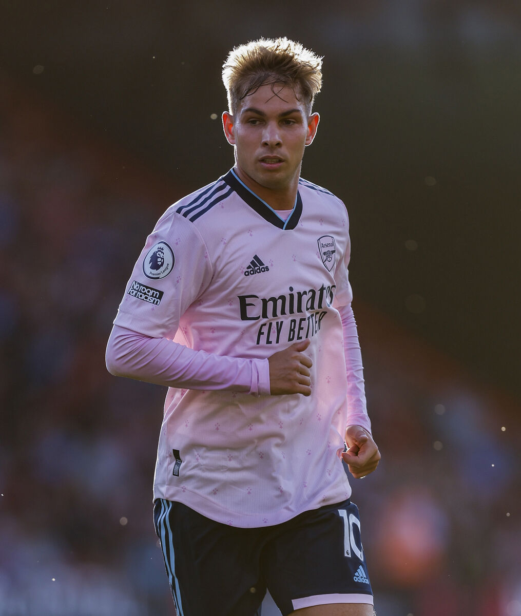 Fulham's Emile Smith Rowe in action for Arsenal  back in  2022.