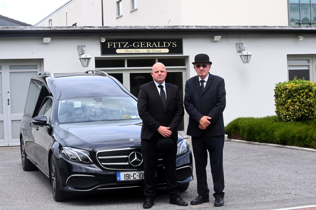 Bill and Martin Fitz-Gerald of Fitz-Gerald's Undertakers, Macroom outside Ireland’s first purpose built funeral home, which was opened in Macroom in 1968. Picture: Larry Cummins. Bill and Martin Fitz-Gerald of Fitz-Gerald's Undertakers, Macroom outside Ireland’s first purpose built funeral home, which was opened in Macroom in 1968. Picture: Larry Cummins.