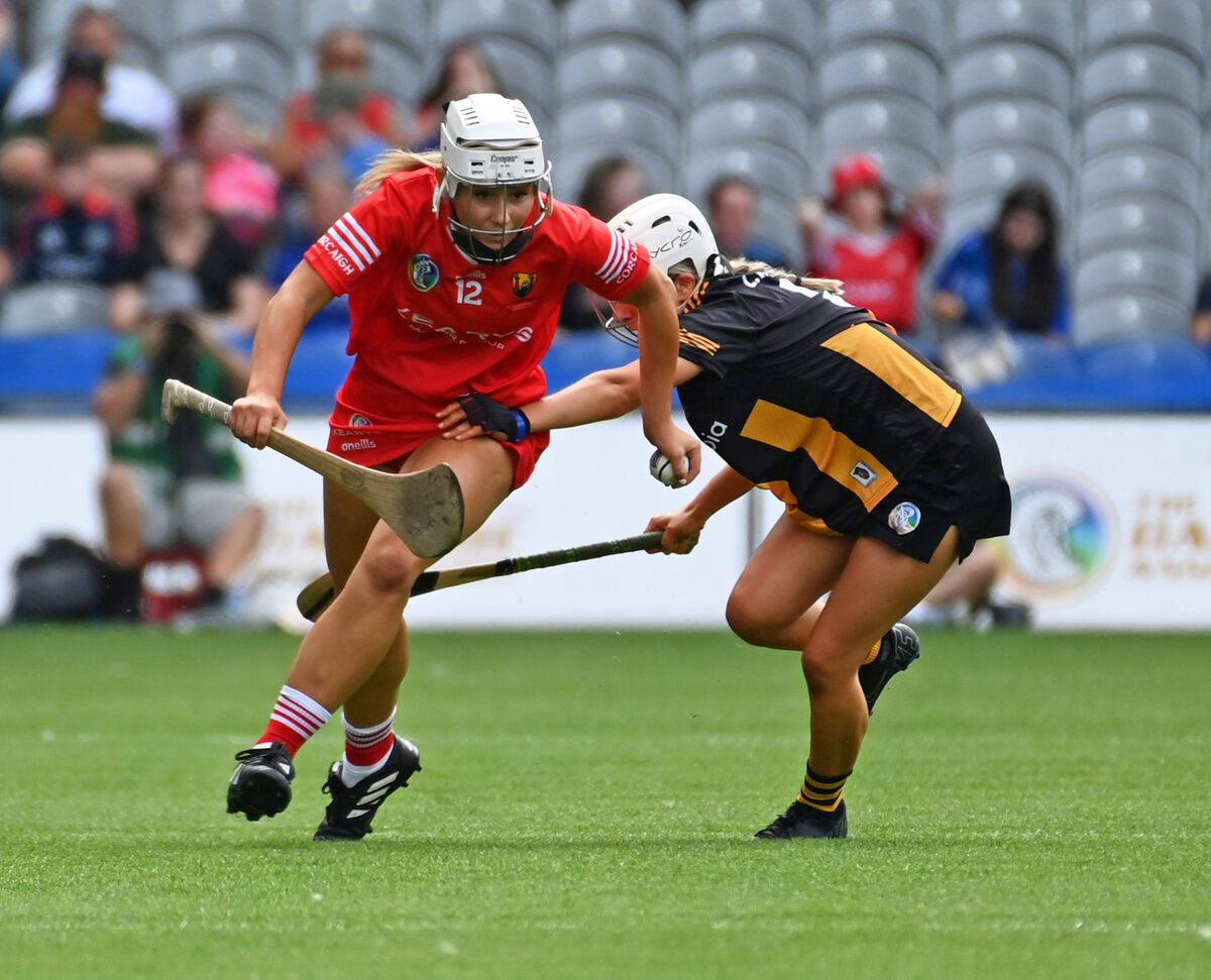 Cork's Edel Sheehan breaks from Kilkenny's Lauren Ronan at Croke Park. Picture: Eddie O'Hare Cork's Edel Sheehan breaks from Kilkenny's Lauren Ronan at Croke Park. Picture: Eddie O'Hare