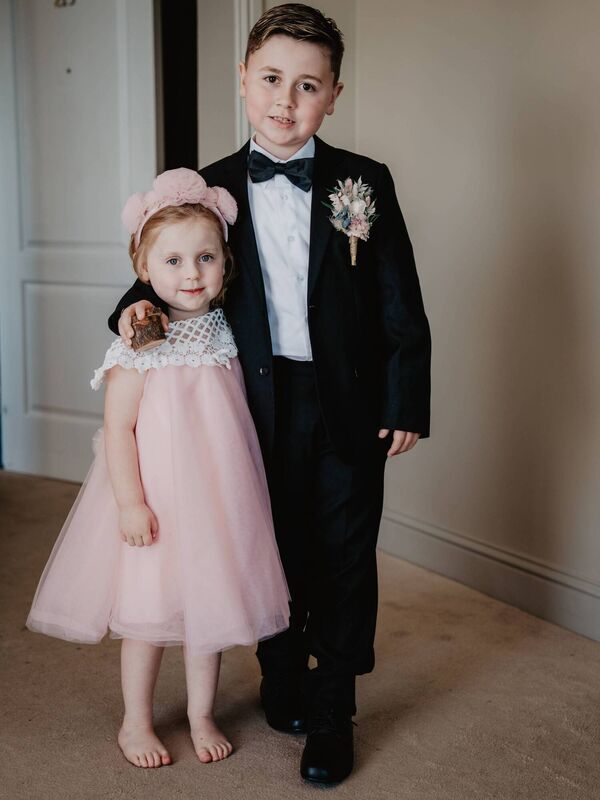 The couple’s children, Bobby and Harlow, who were flower-girl and ring-bearer on the day.