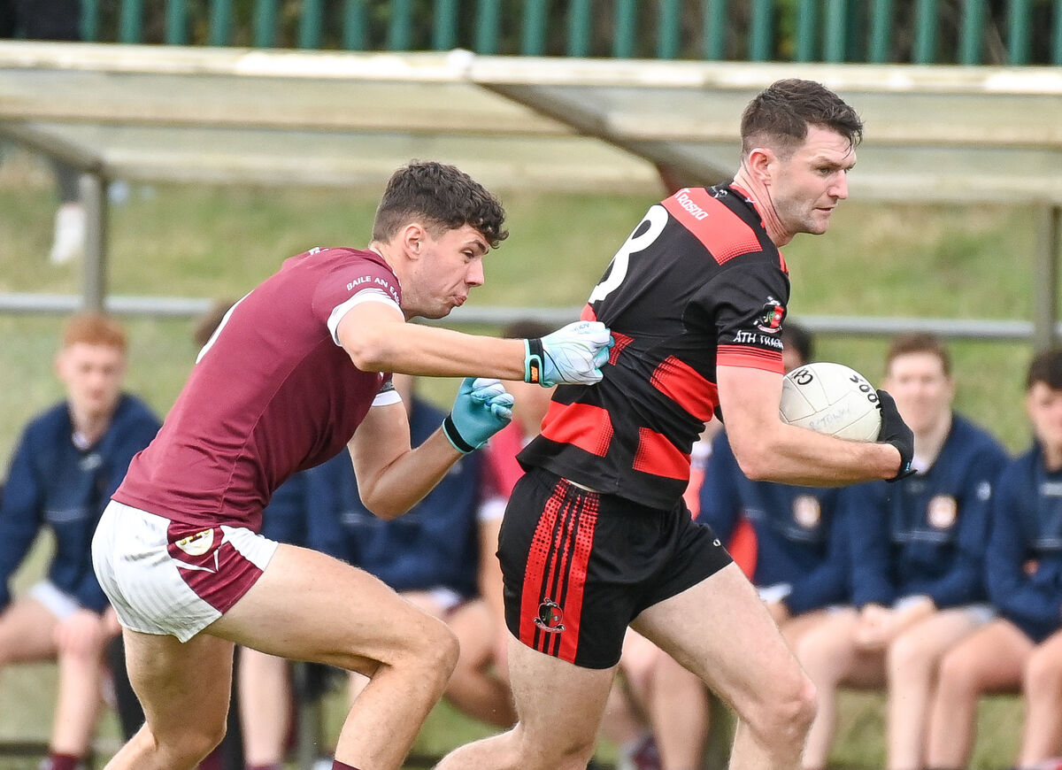 Newmarket's Mikey Cottrell is tackled by Bishopstown's Conor Dunne. Picture: David Keane. Newmarket's Mikey Cottrell is tackled by Bishopstown's Conor Dunne. Picture: David Keane.