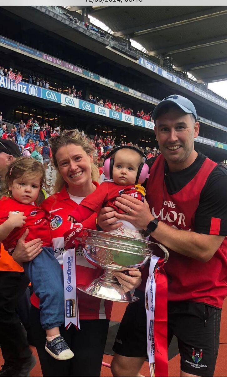 Bonnie, Jill, Clara, and Wesley O'Brien with the O'Duffy Cup in Croke Park. Bonnie, Jill, Clara, and Wesley O'Brien with the O'Duffy Cup in Croke Park.