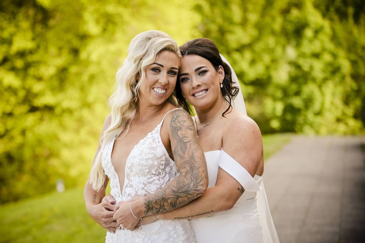 Maggie got her dress from the Moderne and Nathalie got hers from Bella Blue. Maggie’s hair was by Diamond Divas, while Nathalie had her sister Shannon do her hair and make-up was by Vikki Lynch.
