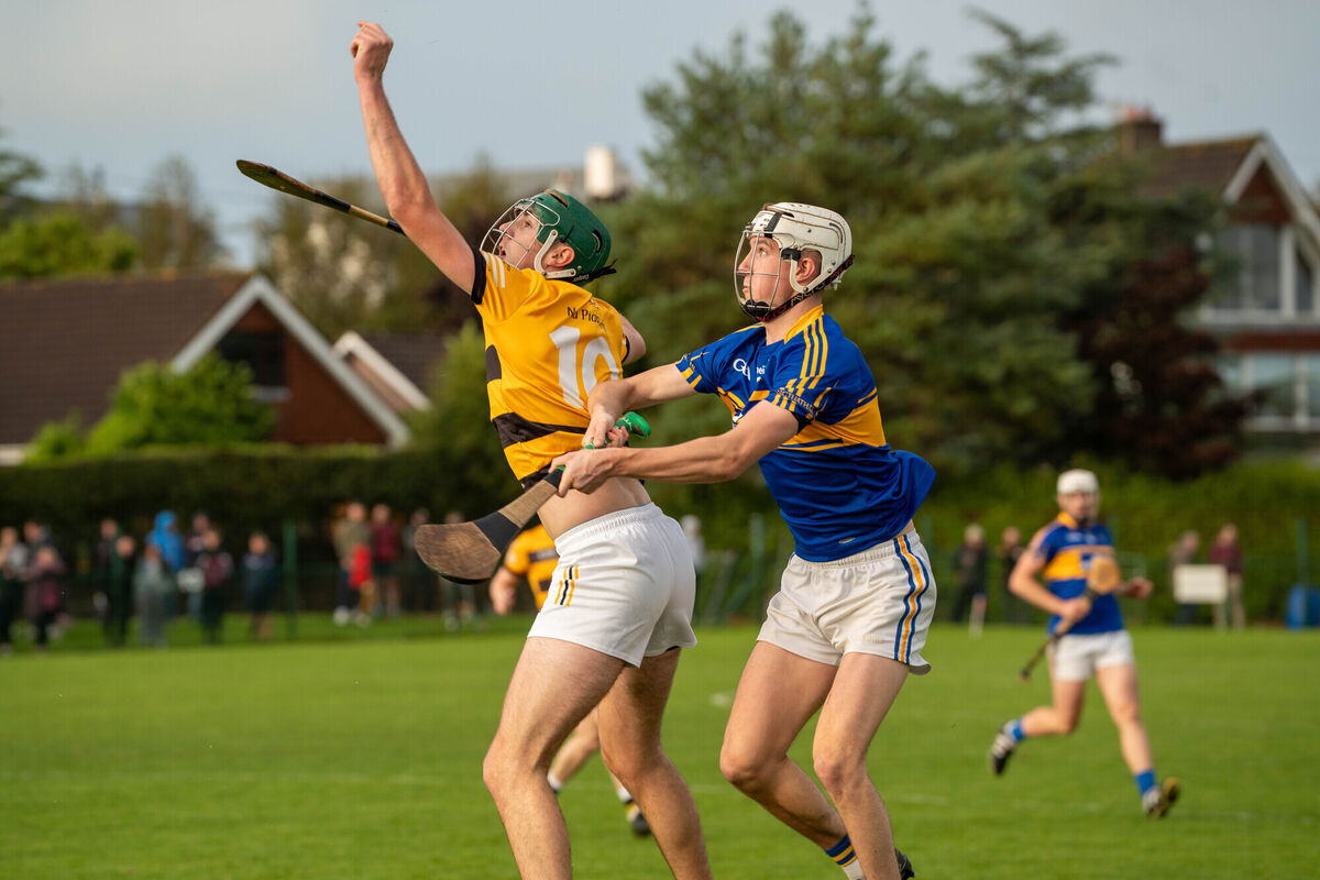 Luke Sheehan battling Carrigtwohill's Padraig Hogan. Picture: Noel Sweeney