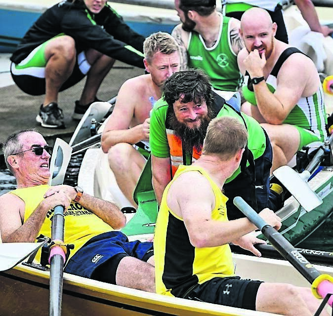 Passage West’s vet men cox Alan Treacy congratulates his competition at the Irish Coastal Rowing Championships held in Farran, County Cork.