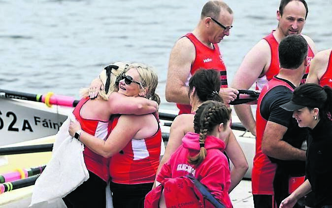 Kilmacsimon RC’s masters women’s crew celebrate after winning silver.