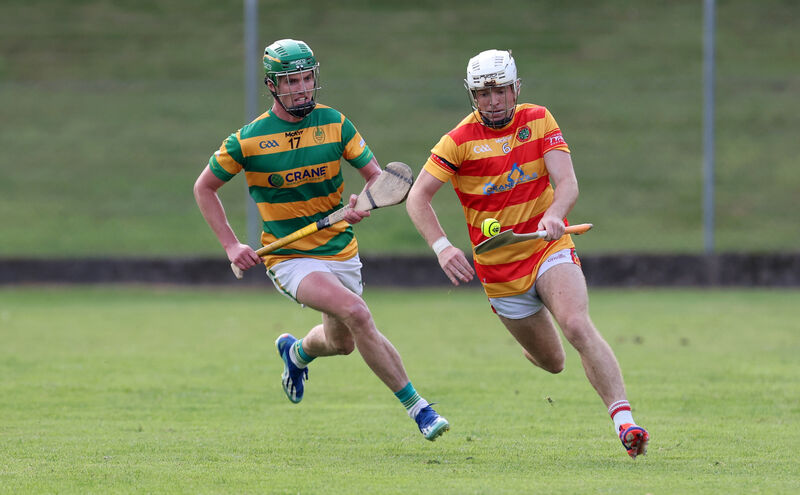  David O'Farrell, Blackrock, tracking Luke Meade, Newcestown. Picture: Jim Coughlan.
