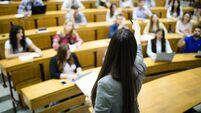 Students sitting in amphitheater