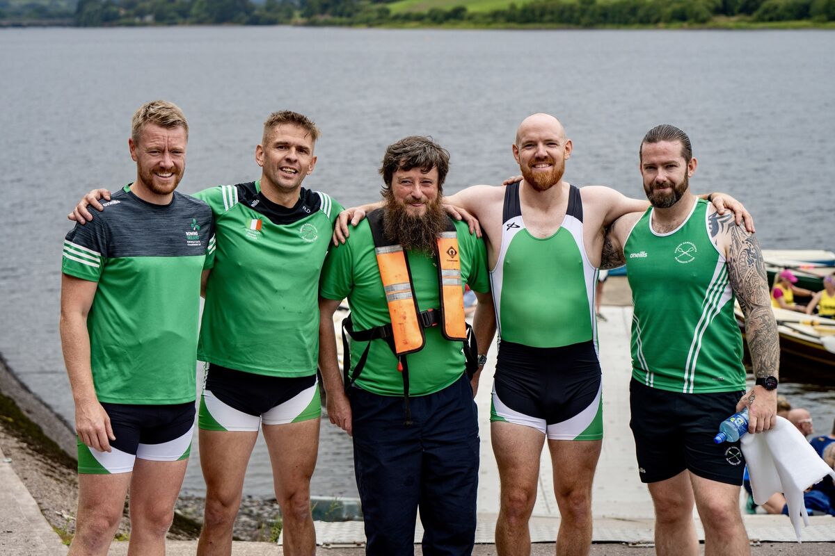 Gavin O’Flaherty, Robert Diffley, Alan Treacy, Ciaran Brady, and Peter Loughrey, from Passage West Rowing Club, at the Irish Coastal Rowing Championships. 	 Picture: Chani Anderson