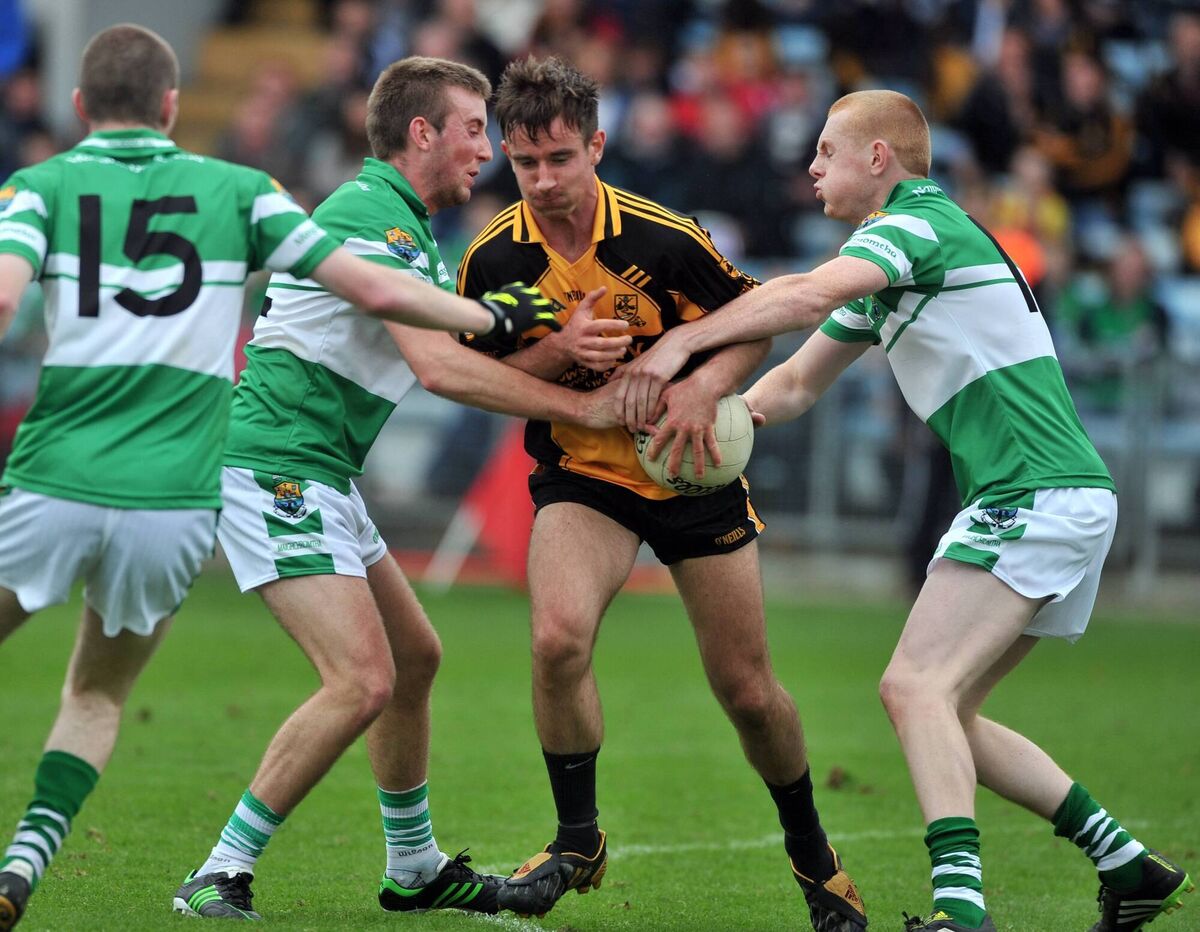 Clyda Rovers' Fionn O'Shea wins the ball from Macroom's Tony Dineen and Patrick Lucey during the PIFC final at Páirc Uí Chaoimh in 2013. Picture: Eddie O'Hare Clyda Rovers' Fionn O'Shea wins the ball from Macroom's Tony Dineen and Patrick Lucey during the PIFC final at Páirc Uí Chaoimh in 2013. Picture: Eddie O'Hare