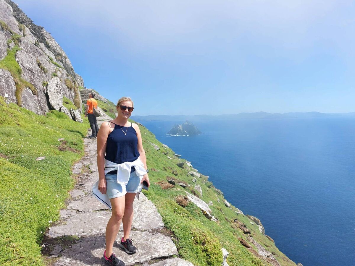 Tania White, at Skellig Michael