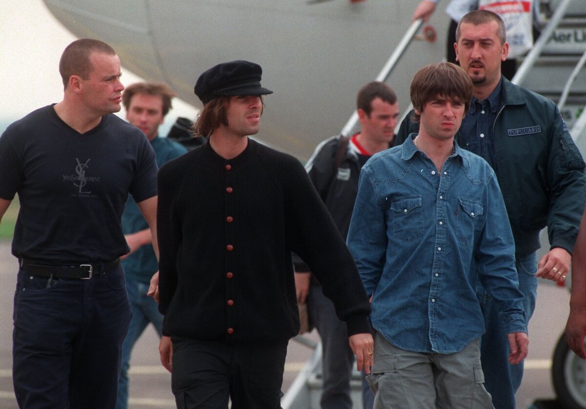 Liam and Noel Gallagher of Oasis arrive in Cork for their concerts here in 1996. Picture: Dan Linehan