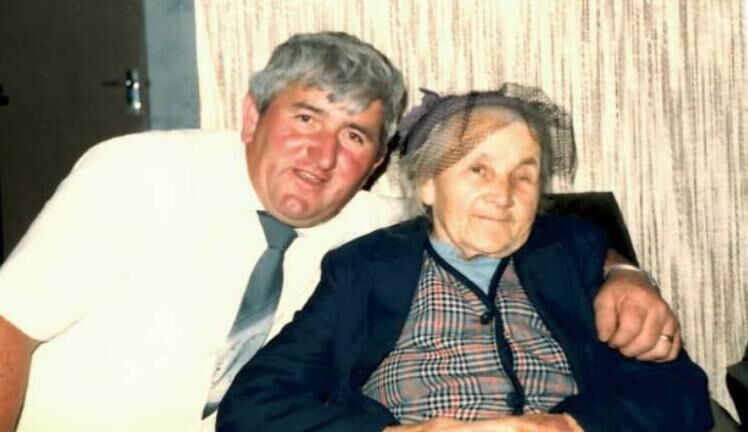 Denis McSweeney Snr with his aunt Molly Madden, nee McSweeney. Both were Registrars of Curraghkippane Cemetery before the current incumbant, Denis McSweeney Jr 