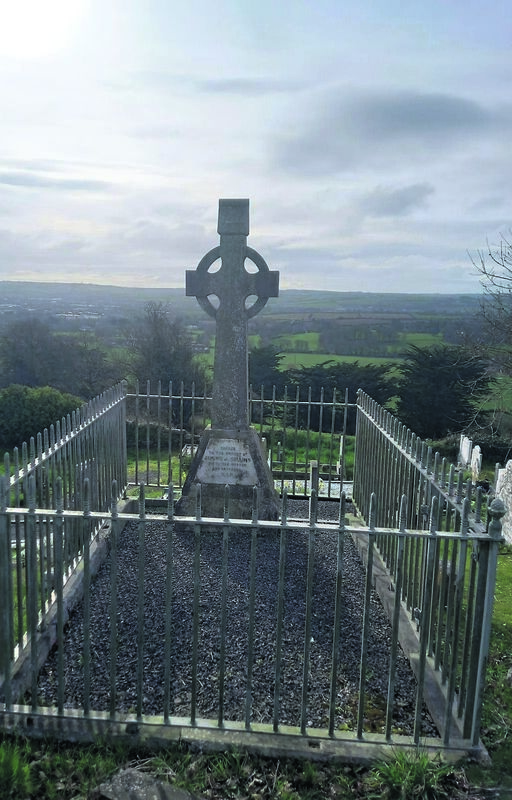 The grave of Jerome Collins, uniquely facing north towards the North Pole, at Curraghkippane Cemetery.