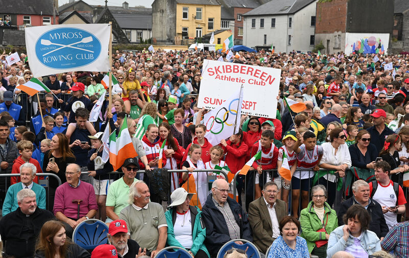 Irish Olympic rowers Paul O'Donovan, Fintan McCarthy, Aoife Casey and Emily Hegarty from Skibbereen who got a huge welcome home to the town on Sunday. Picture: Eddie O'Hare