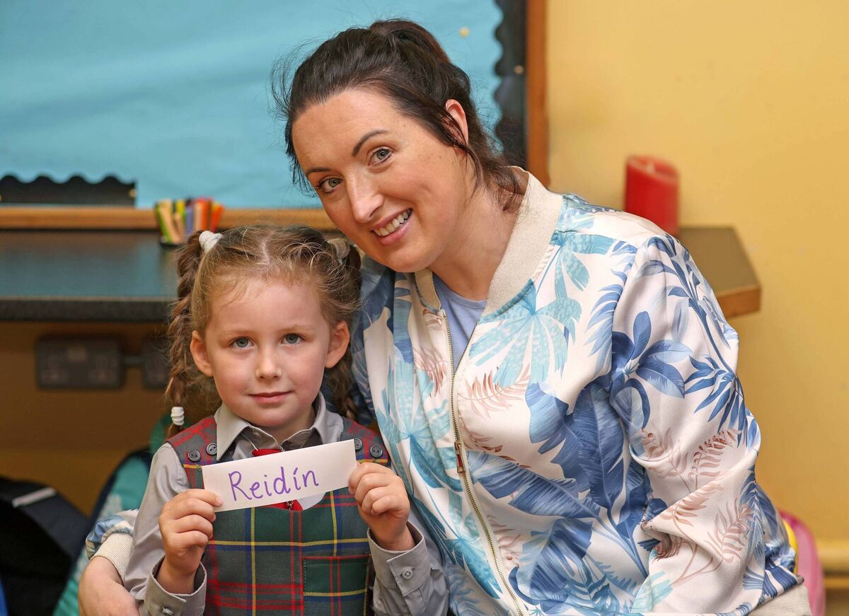  Pictured on her first day is Reidìn O'Tuama, Junior Infants, with her mum, Lorraine O'Tuama, during the first day at school, under the new patronage of Cork Education and Training Board (Cork ETB), at Kyle Community National School, Kyle, Youghal, Co. Cork. Picture: Jim Coughlan. 