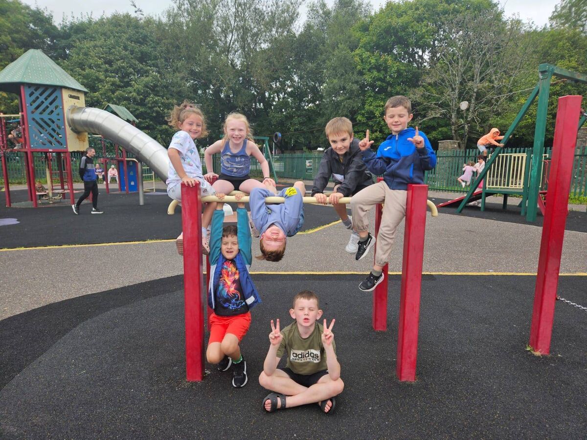 Committee members’ kids at the existing playground in Carrigaline. Committee members’ kids at the existing playground in Carrigaline.