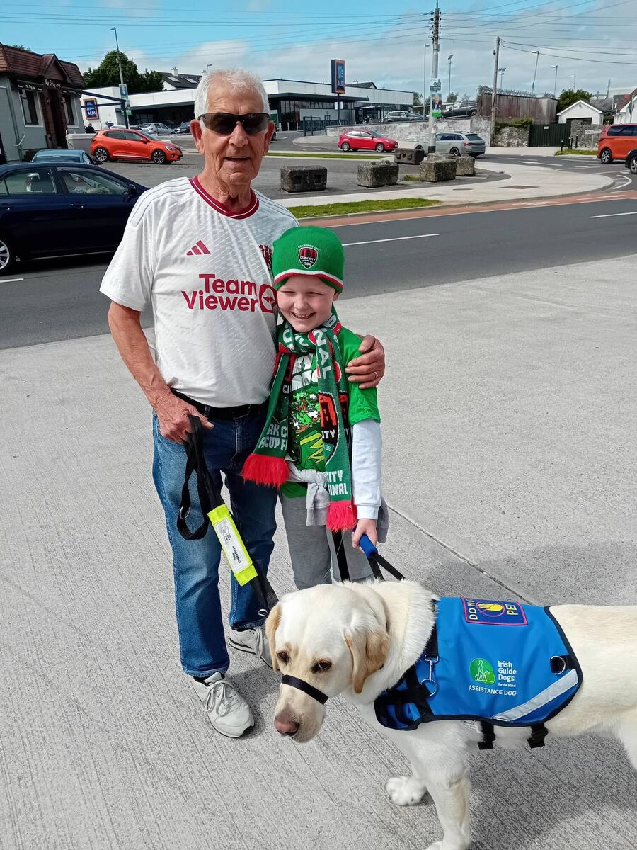 Kye attending his first Cork City game with his grandad and Denver. Kye attending his first Cork City game with his grandad and Denver.