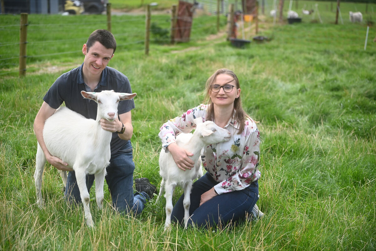 The couple with their goats. Picture: Larry Cummins The couple with their goats. Picture: Larry Cummins