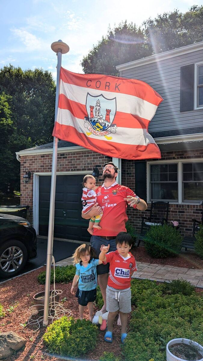 Ross Lane with his children, Rory, 4, Maeve, 2, and Grace, 1. Ross Lane with his children, Rory, 4, Maeve, 2, and Grace, 1.