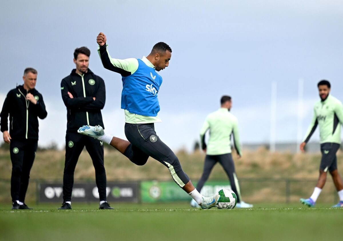 Ireland's Adam Idah during squad training at the FAI National Training Centre in Abbotstown, Dublin. Picture: Stephen McCarthy/Sportsfile