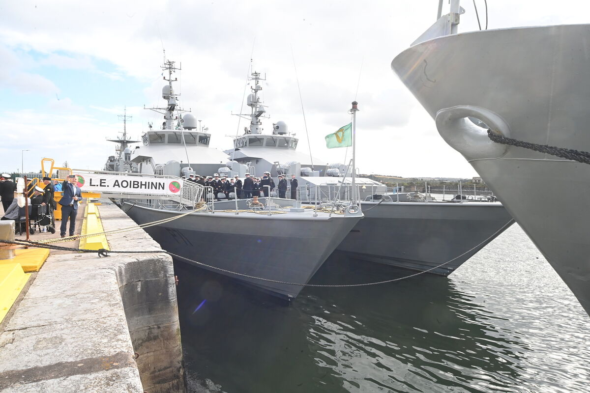 The vessels P71 and P72 berthed side by side. Naming and commissioning ceremony of LE Aoibhinn and LE Gobnait at Haulbowline Naval Base, Co Cork. Pic: Larry Cummins The vessels P71 and P72 berthed side by side. Naming and commissioning ceremony of LE Aoibhinn and LE Gobnait at Haulbowline Naval Base, Co Cork. Pic: Larry Cummins