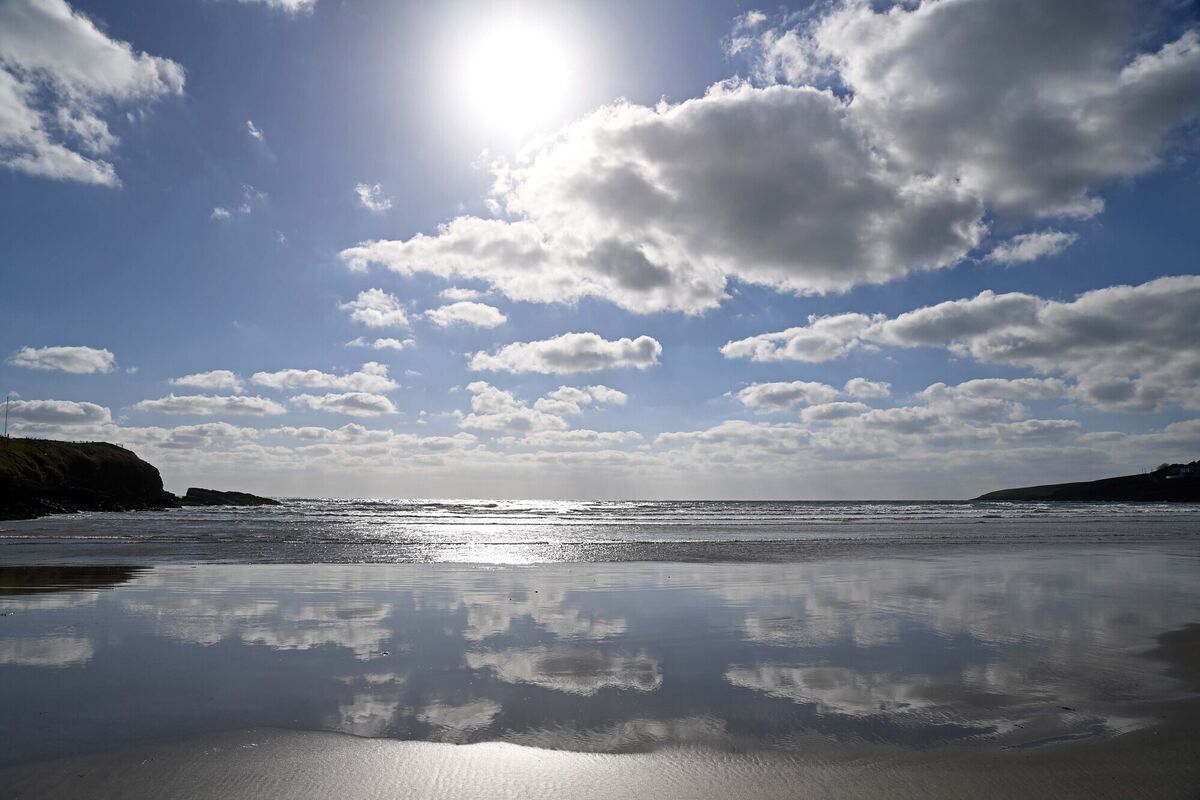 The sky at midday reflected on the beach at Inchydoney, Co. Cork. Picture Denis Minihane.