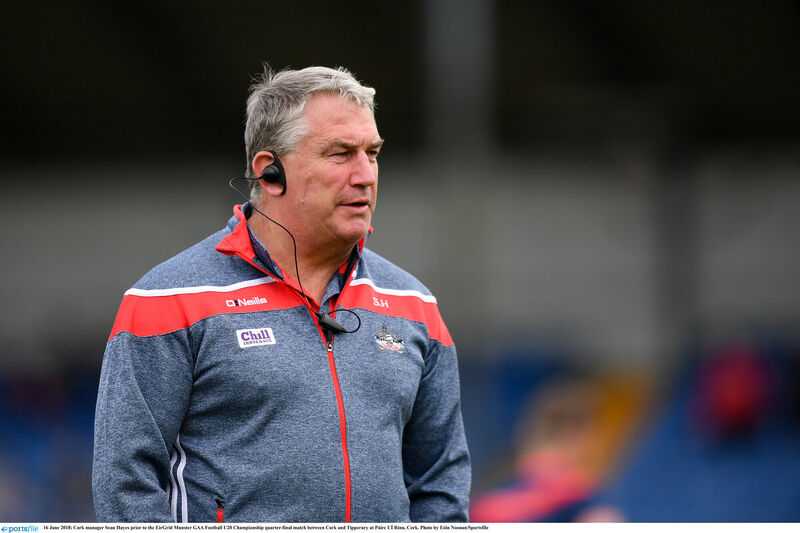 Cork manager Seán Hayes prior to the Munster U20 football championship quarter-final match between Cork and Tipperary at Páirc Uí Rinn in 2018. Picture: Eóin Noonan/Sportsfile