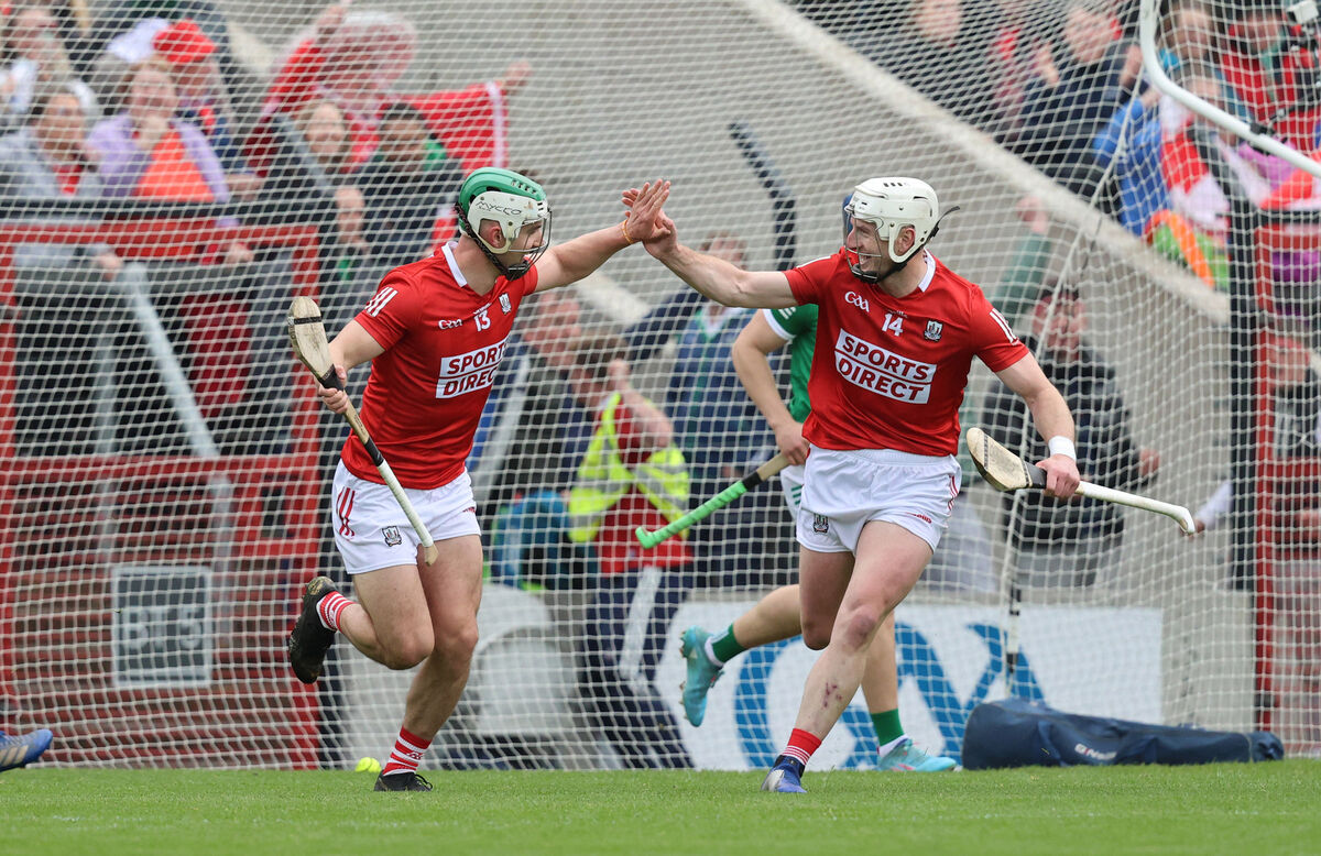 Cork’s Shane Kingston celebrates scoring a goal with Patrick Horgan in the Páirc in 2022. Picture: INPHO/Bryan Keane Cork’s Shane Kingston celebrates scoring a goal with Patrick Horgan in the Páirc in 2022. Picture: INPHO/Bryan Keane