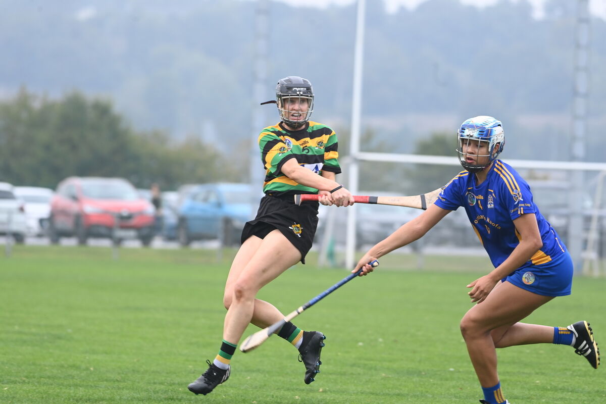 Lydia Cunningham in action for Glen Rovers as Barrs defender Liz O'Donovan attempts a block. Picture:  Larry Cummins