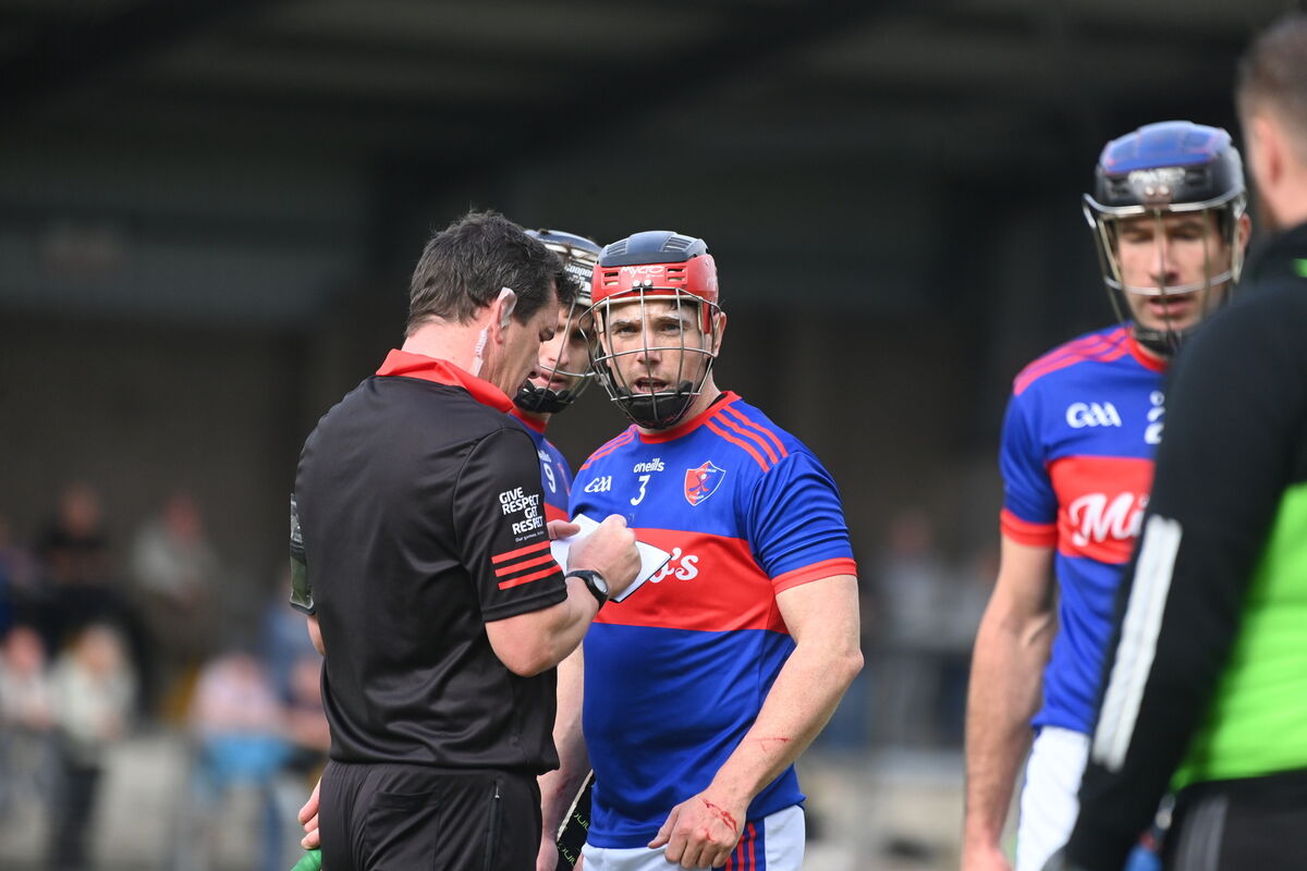 Jack Sheehan, Erins Own is booked for a foul on Conor Lehane. Pic Larry Cummins Jack Sheehan, Erins Own is booked for a foul on Conor Lehane. Pic Larry Cummins