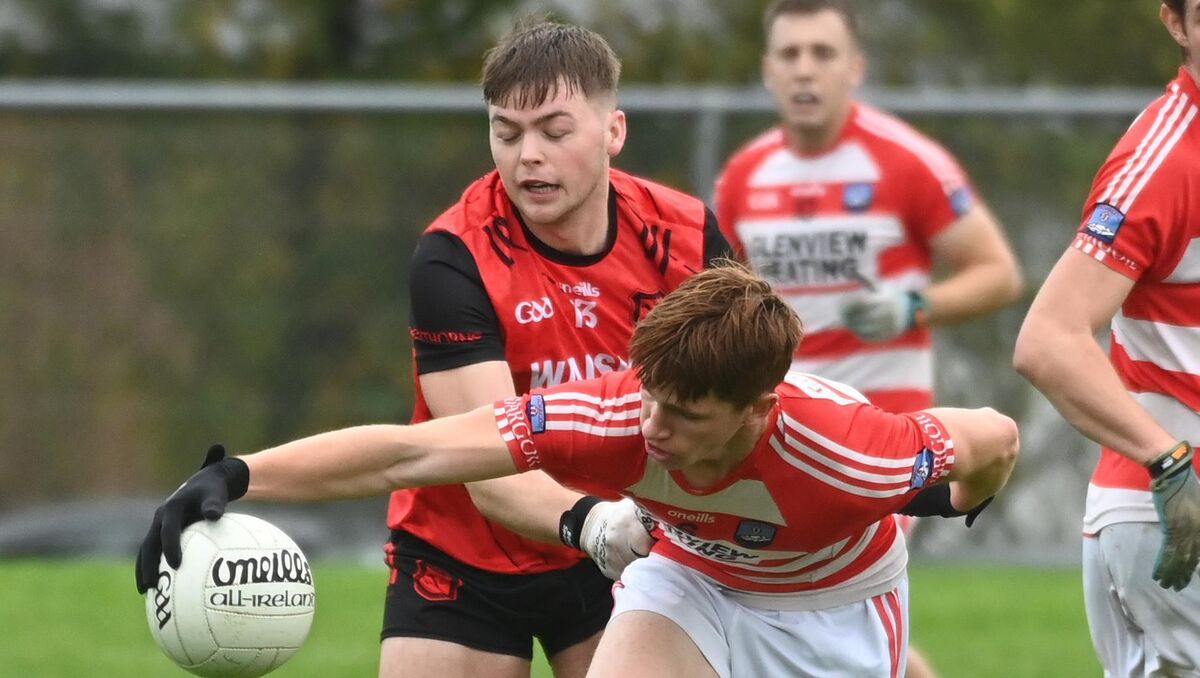 Adrigole's Seán O'Shea is tackled by Mitchelstown's Cathail O'Mahony in the IAFC semi-final last year. Picture; Eddie O'Hare