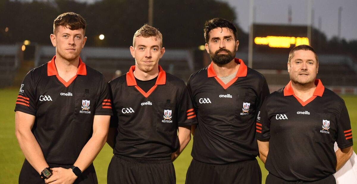 Shane Scanlon, Cathan Treacy, Niall Fahy and David Daly wearing the new referee jersey. Picture: George Hatchell