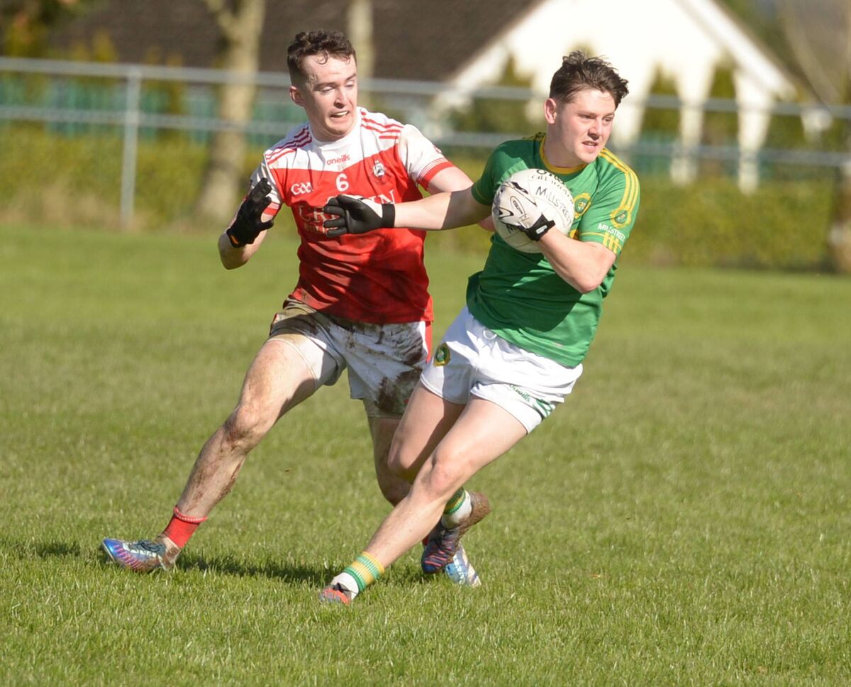 Colm O'Leary wins possession for Millstreet from Jack Murphy of Dromtarriffe. Picture: John Tarrant
